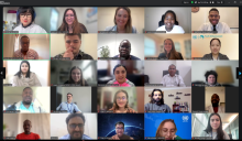 Online meeting with several people attending