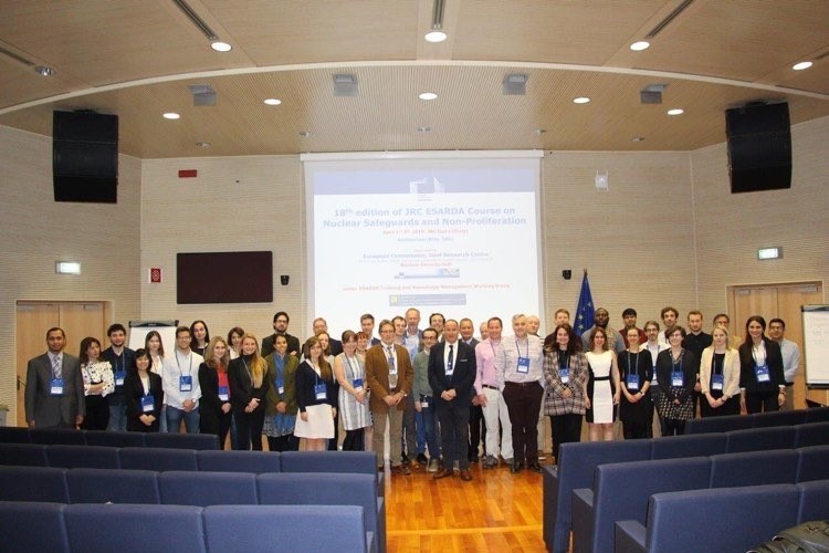 Posing with my classmates in a course on nuclear safeguards and non-proliferation, held in 2019 in Ispra, Italy, by the European Safeguards Research and Development Association.