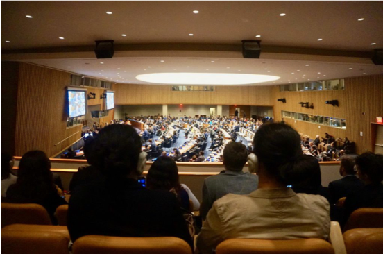 Youth observing the First Committee meeting on 11 Oct 2019. 