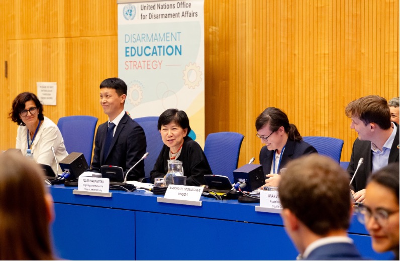 Ms. Izumi Nakamitsu, UN Under-Secretary-General and High Representative for Disarmament Affairs, delivers opening remarks at the “A.I.M. for a Way Forward” side-event organized by the UN Office for Disarmament Affairs. 