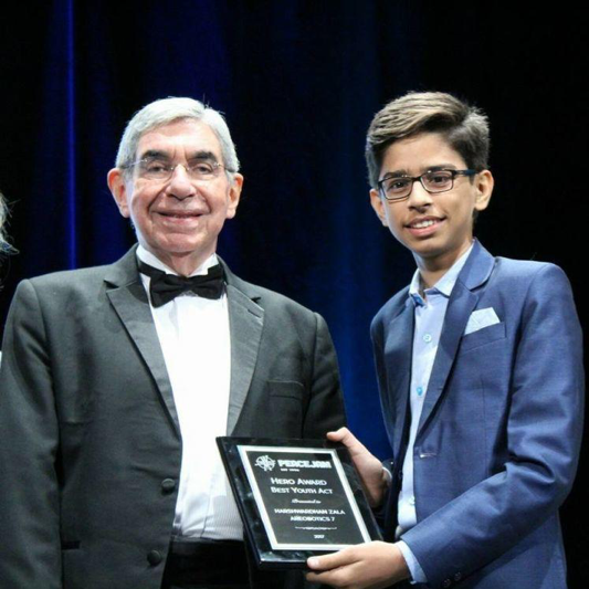 Accepting the Peace Jam Foundation's 2017 Billion Acts Hero Award in Monaco from the former President of Costa Rica and 1987 Nobel Peace Prize Laureate, Mr. Óscar Arias Sánchez.