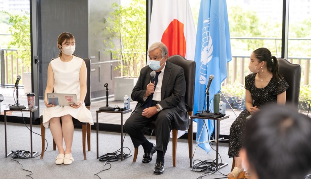 António Guterres, UN Secretary-General, participated in the exchange and encouraged youth leaders to fight for disarmament and non-proliferation. 