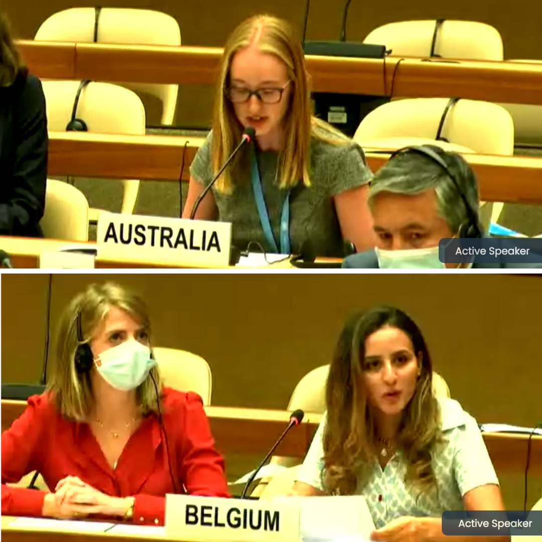 Youth representatives from Australia and Belgium participated in the plenary meeting, which was conducted in a hybrid format with speakers participating both online and in-person, in accordance with COVID-19 guidelines.