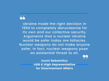The High Representative for Disarmament Affairs, Ms. Izumi Nakamitsu, provided the following comments on her Twitter page.