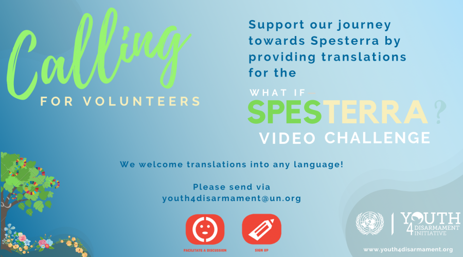 Banner for the Call for Volunteers to translate the "What if - Spesterra" Youth Video Challenge